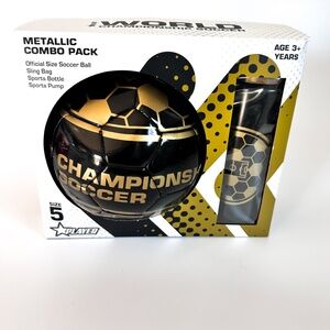 NEW Metallic Combo Pack Soccer Ball World Championship Official Size 5 Ball Set